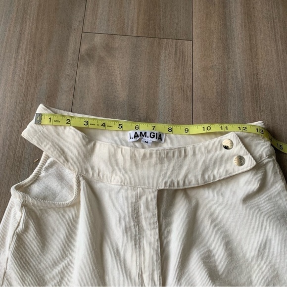 I. AM. GIA Kayla Cutout Straight Leg Pant cream corduroy size medium - Picture 8 of 9
